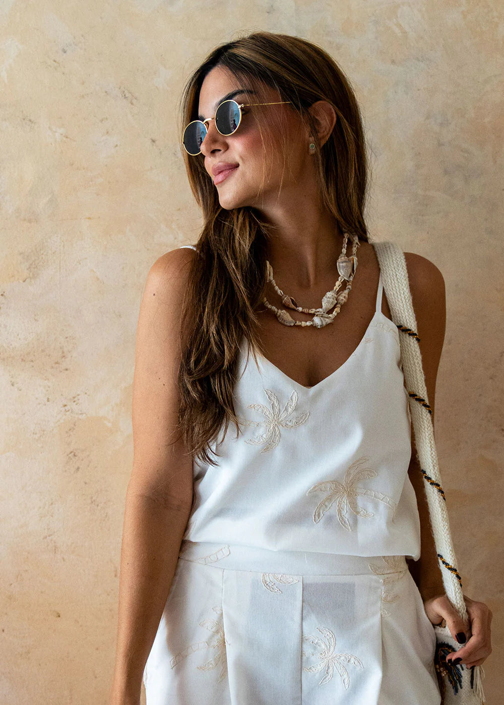 Blusa Flora Lino Marfil