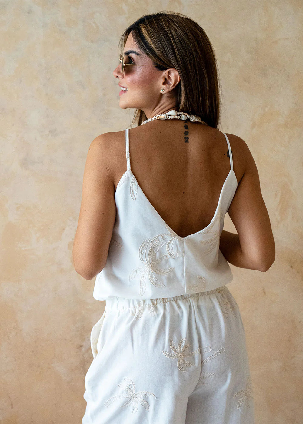 Blusa Flora Lino Marfil
