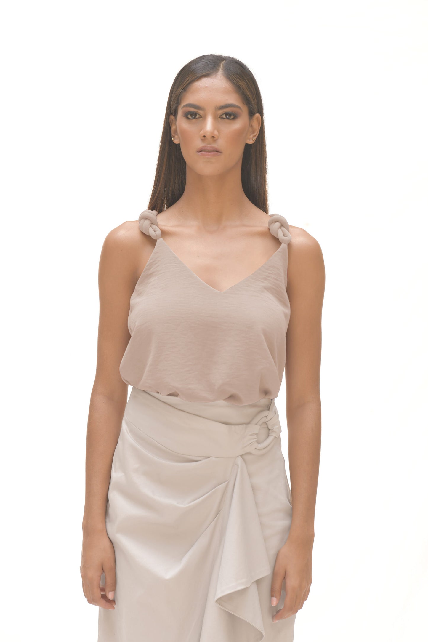 Blusa Tiras Nudo Infinito Natural