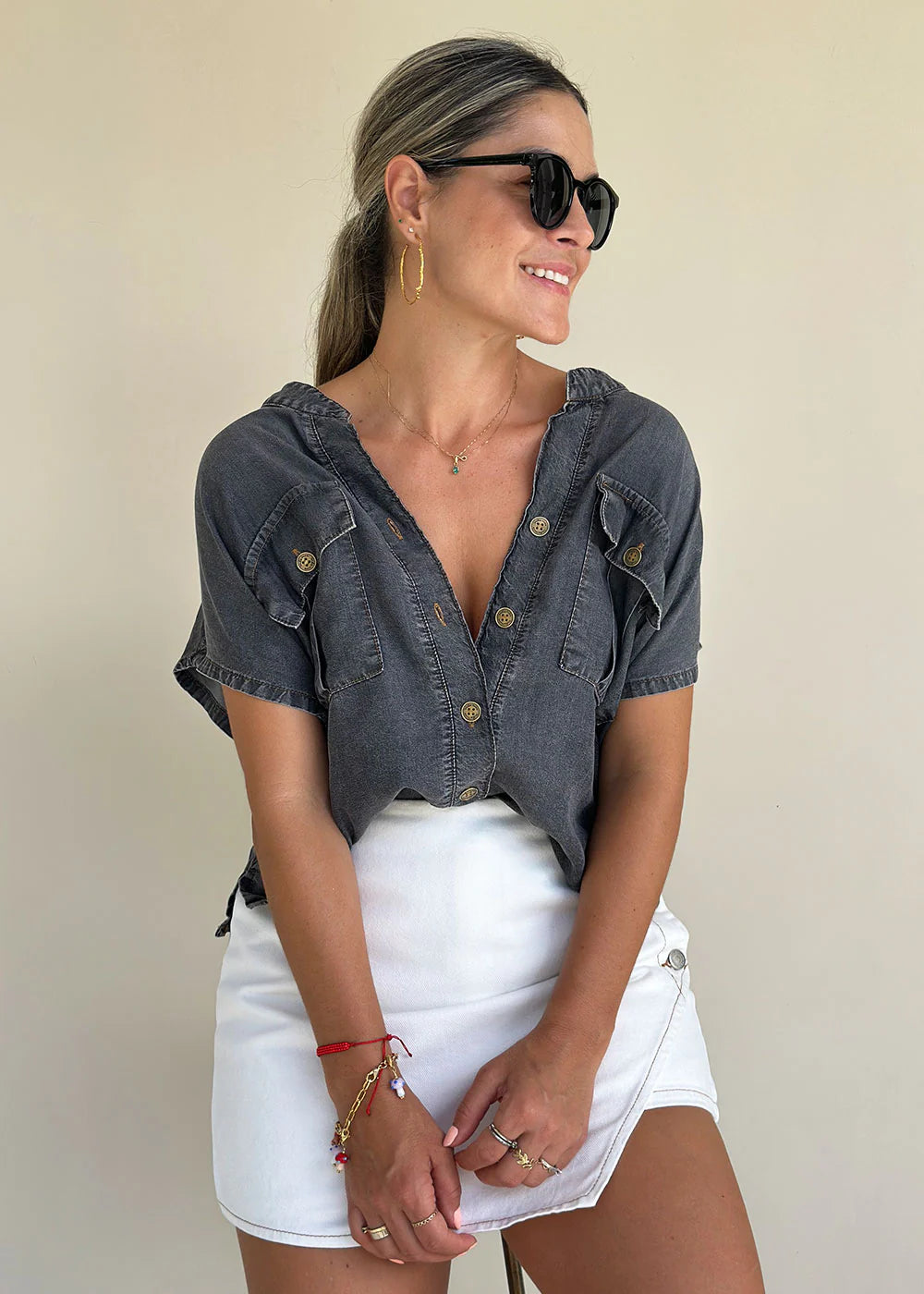 Camisa Sabina Indigo Negro