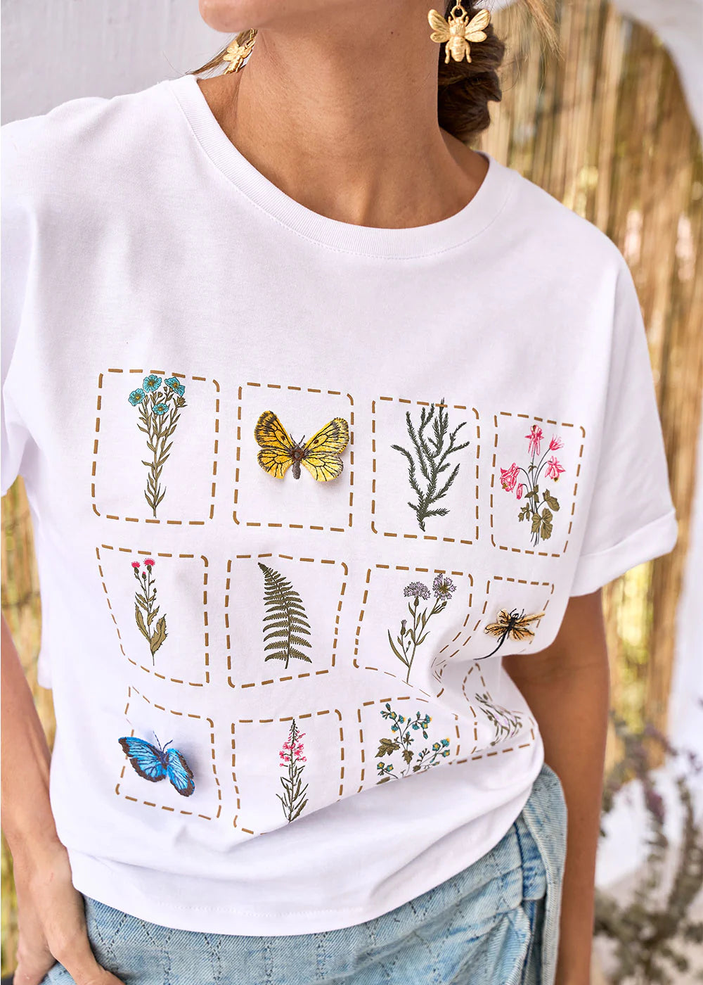 Camiseta Gala Bordada Marfil