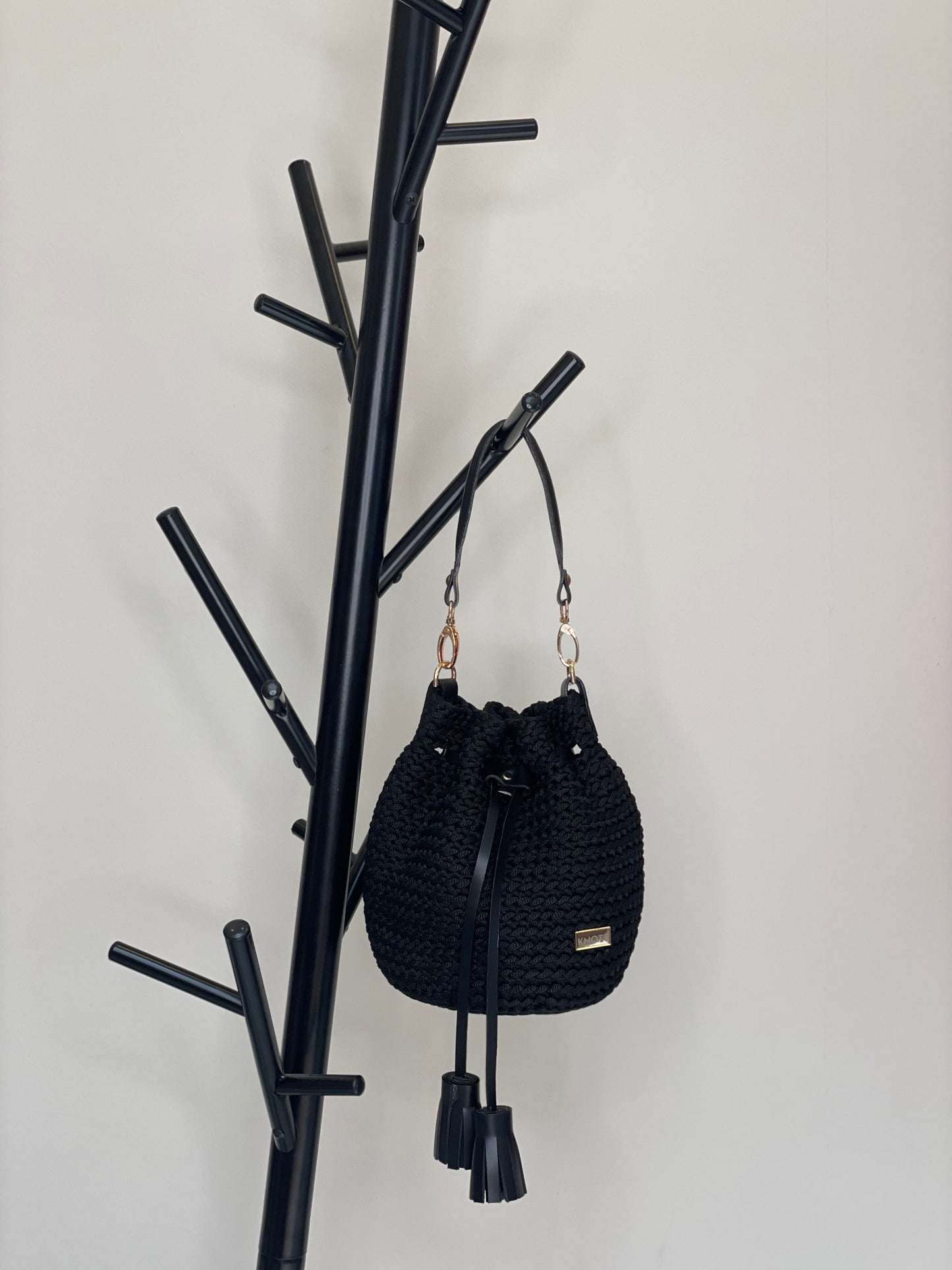 Bolso Mini Tejido a Mano Negro