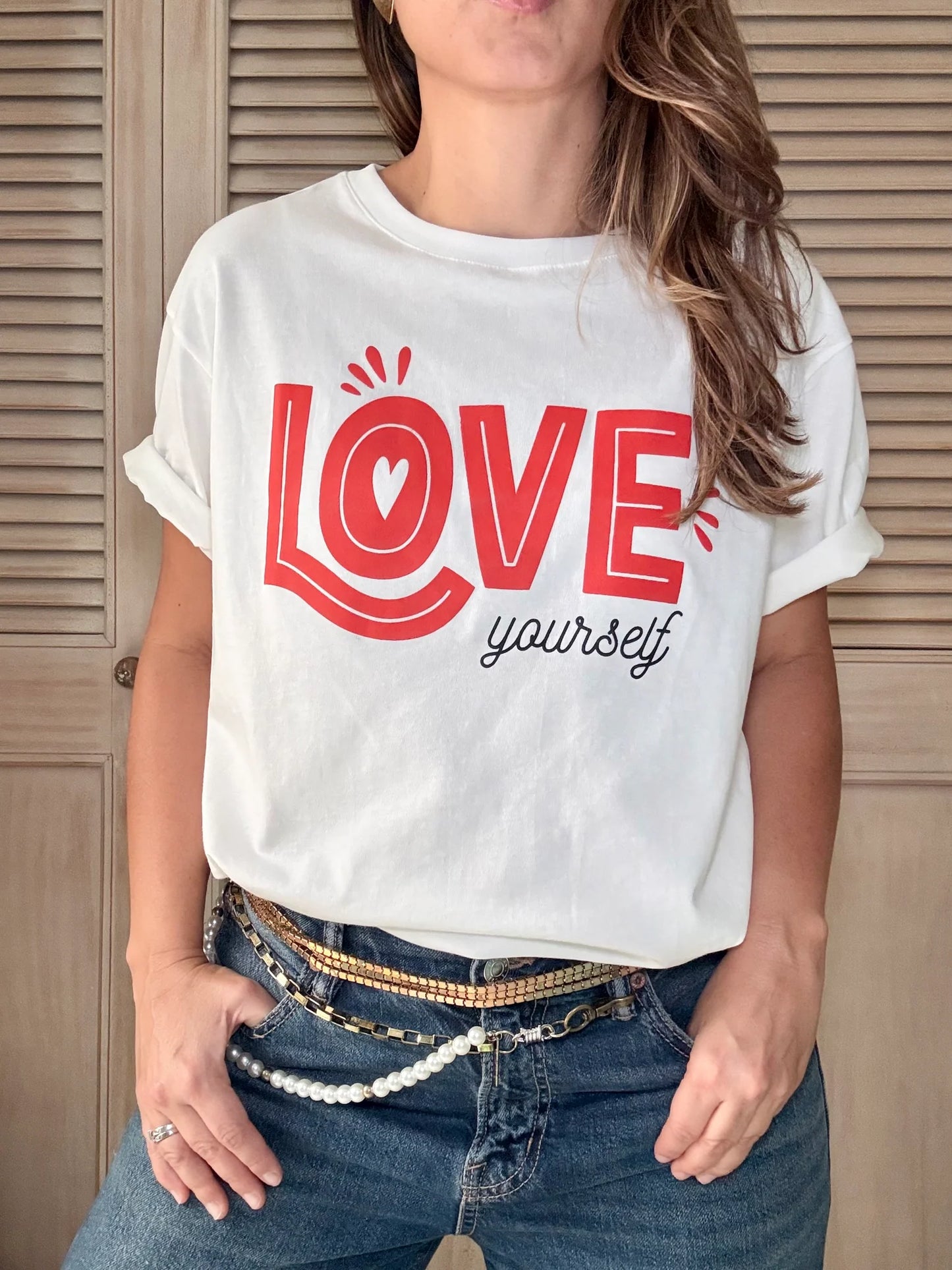 Camiseta Oversize Love Marfil
