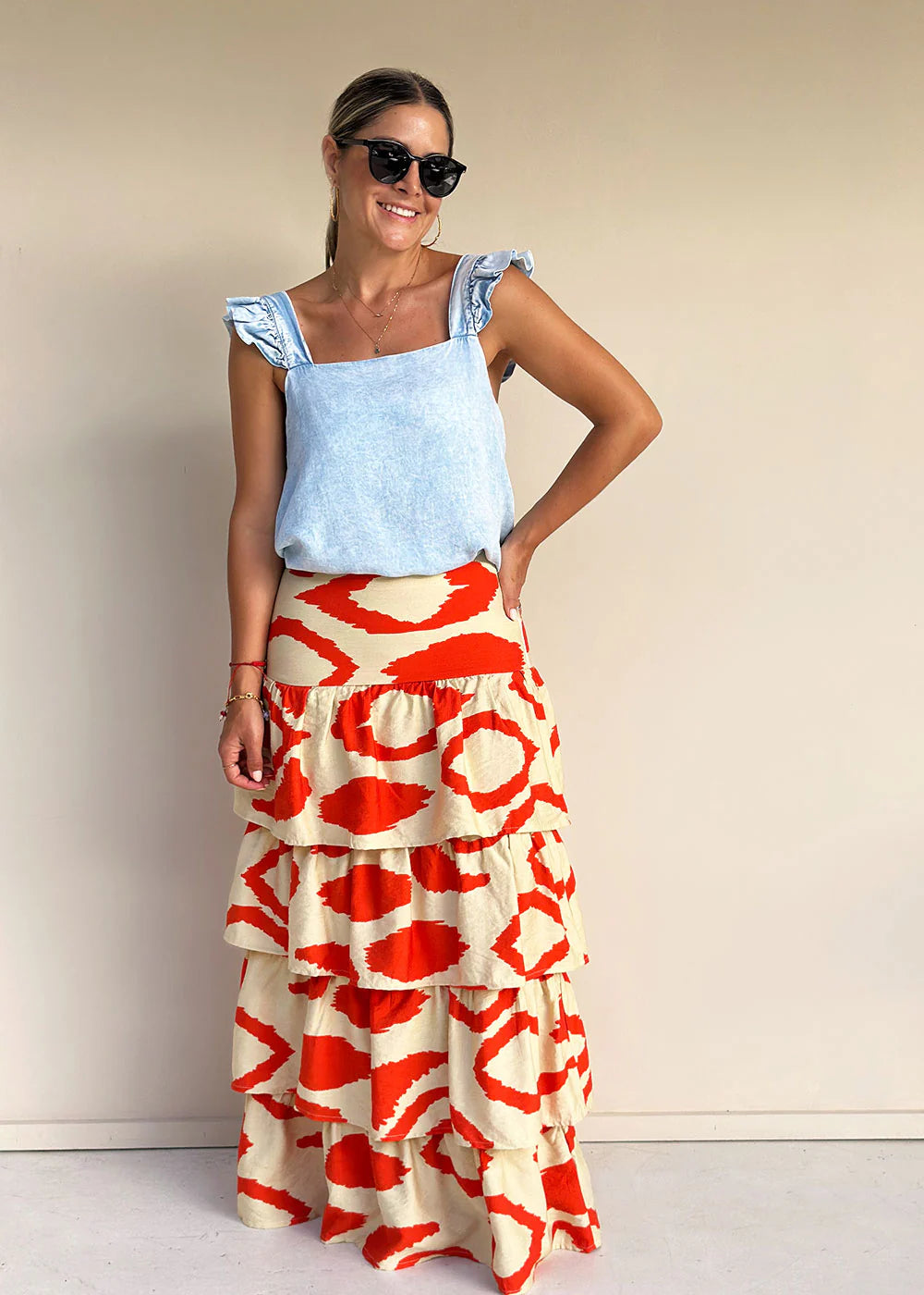 Falda Monarca Print Naranja