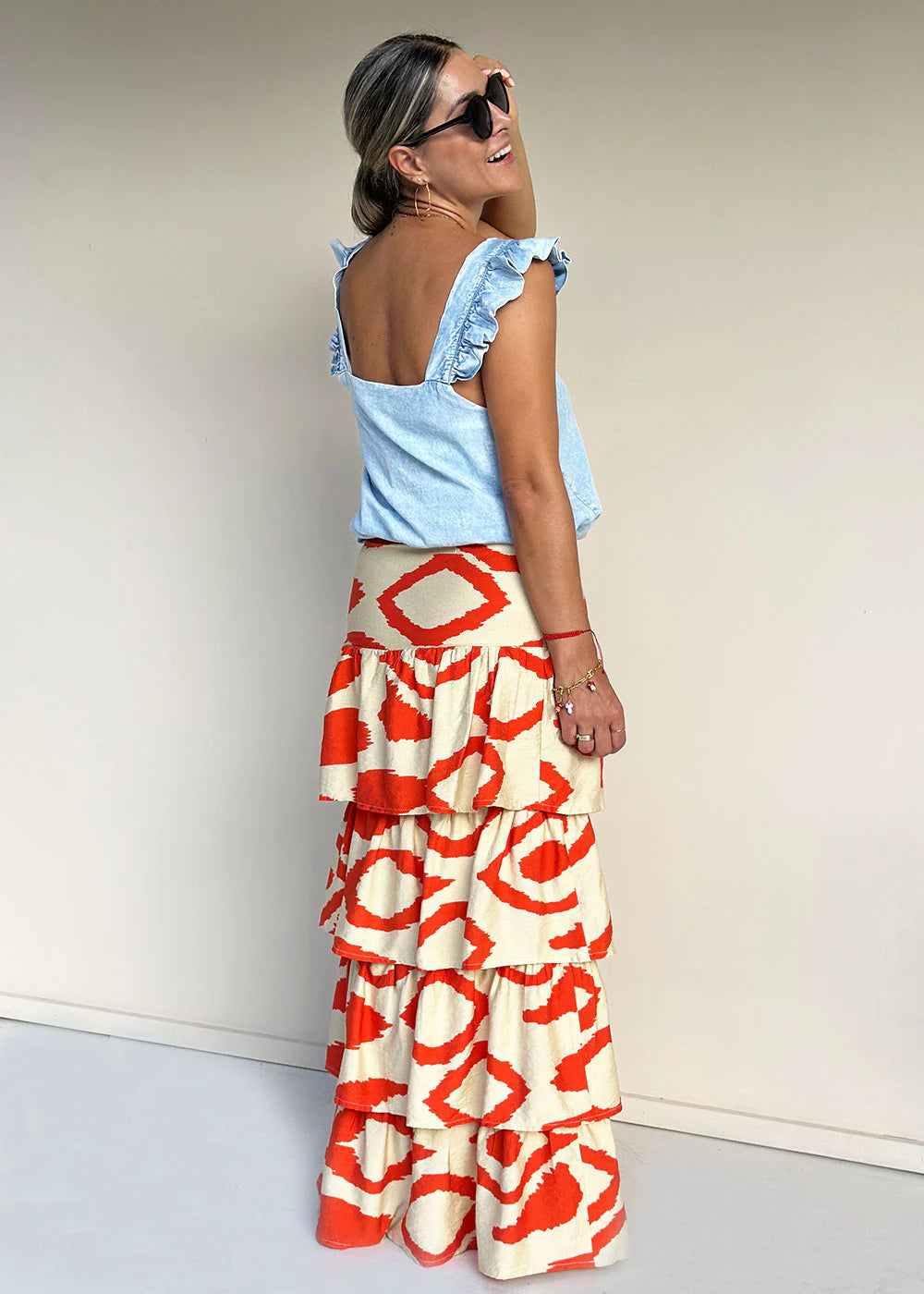 Falda Monarca Print Naranja
