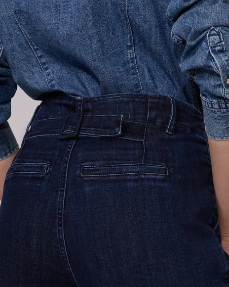 Jean Wide Leg High Rise Oscuro con Cinturón Atrás 328