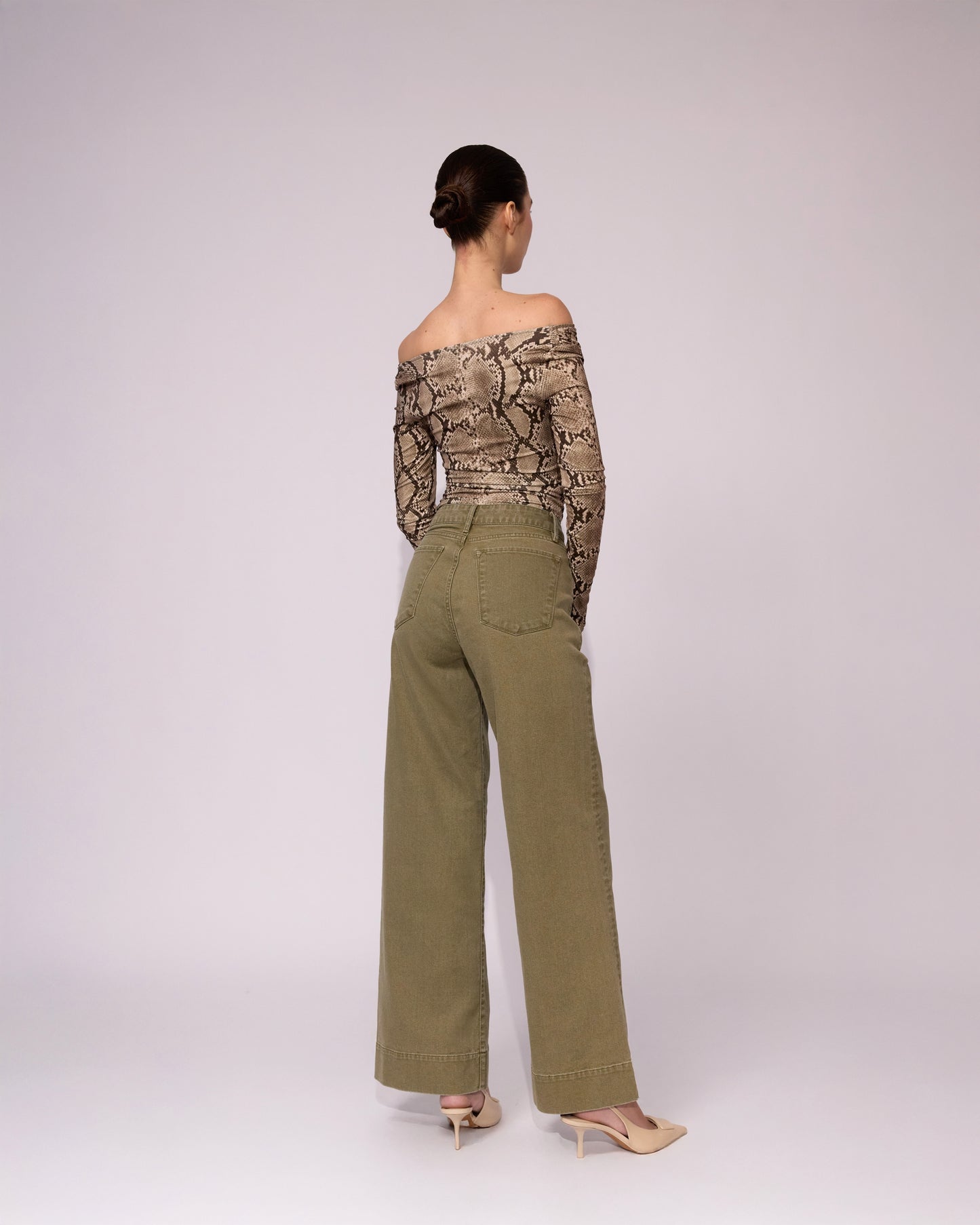 Jean Wide Leg High Rise Verde 355