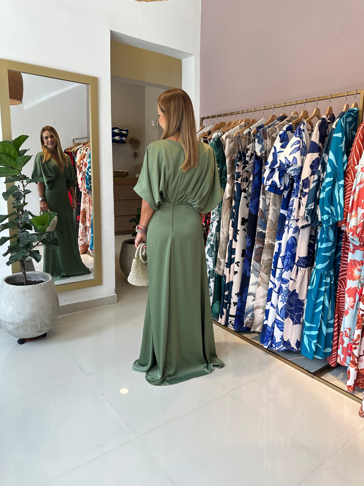 Vestido Hortensia Verde Olivo