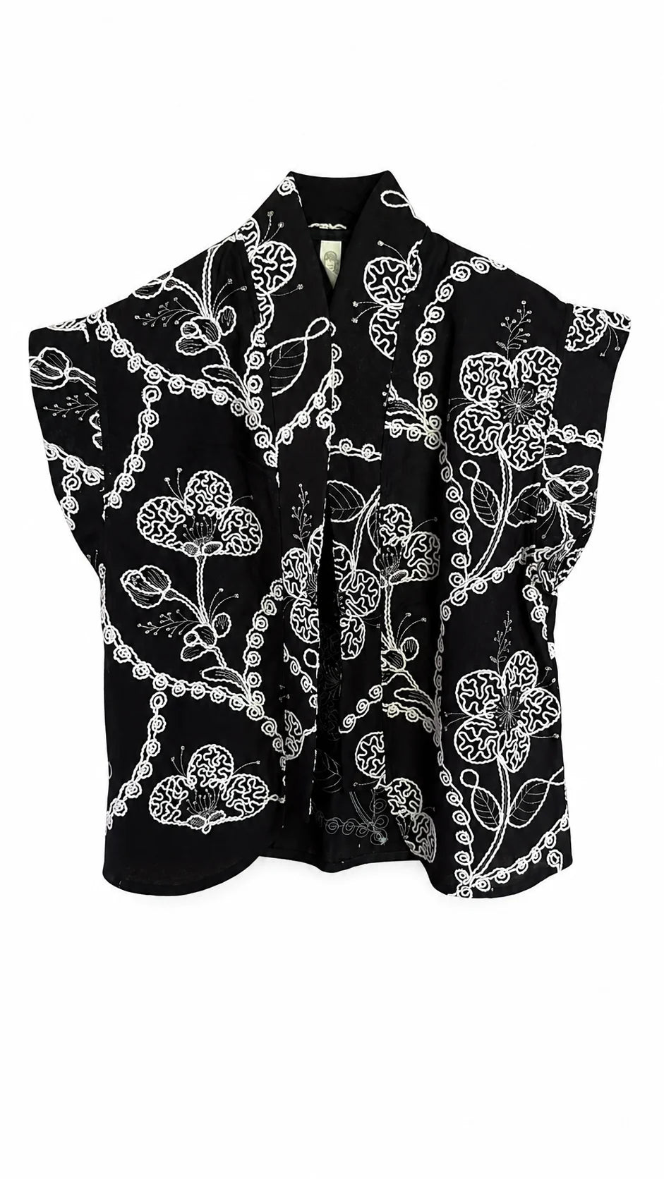 Chaleco Coco Negro Bordado