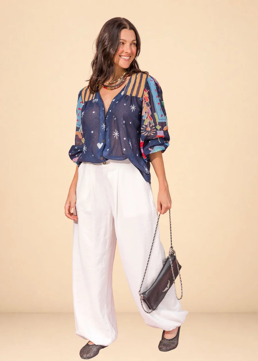 Camisera Osaka Azul Estampada
