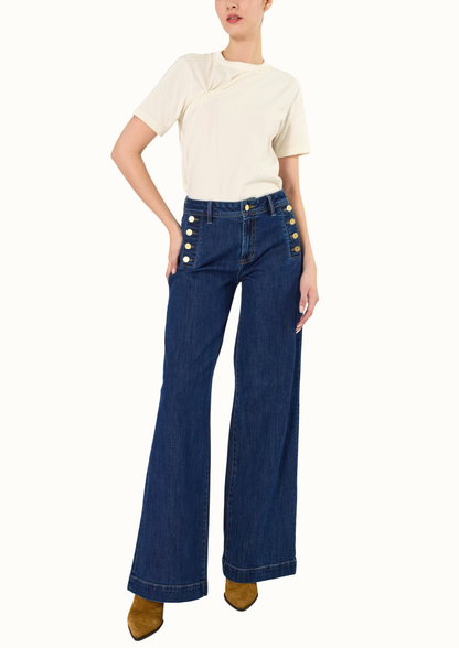 Jean Wide Leg High 303 Bolsillos Botones