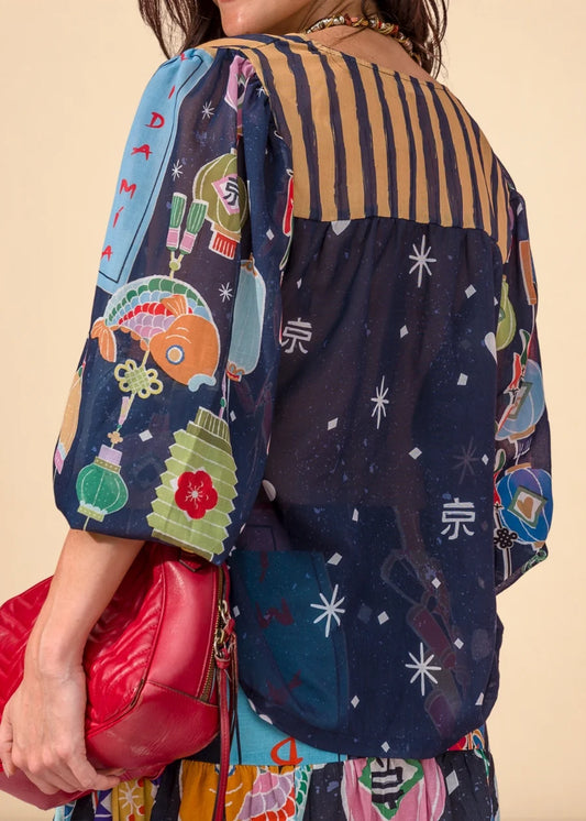 Camisera Osaka Azul Estampada