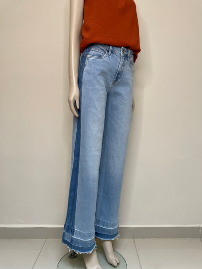 Jean Wide Leg High Rise Doble Tono Lateral 308