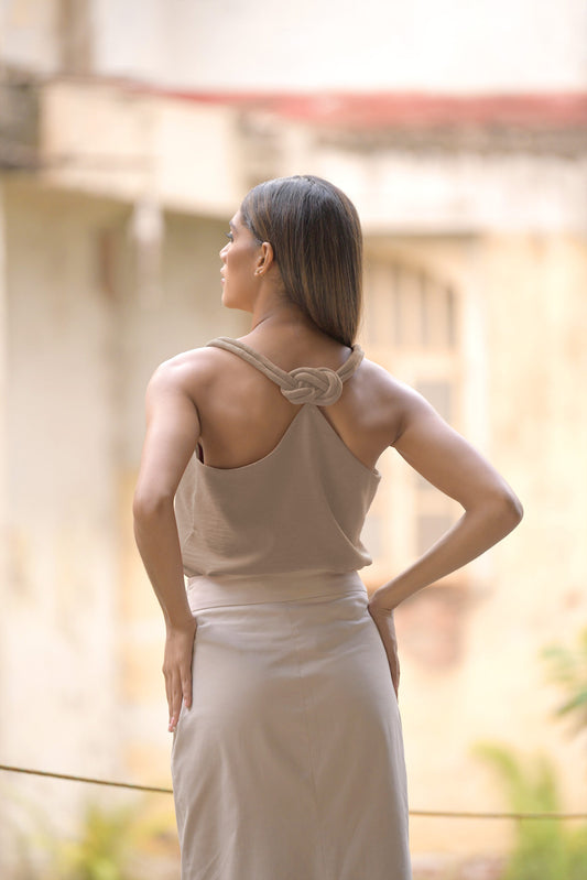 Blusa Tiras Nudo Infinito Natural