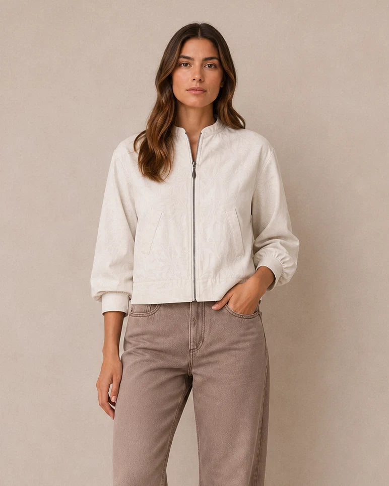 Chaqueta Bomber Crudo Palmera