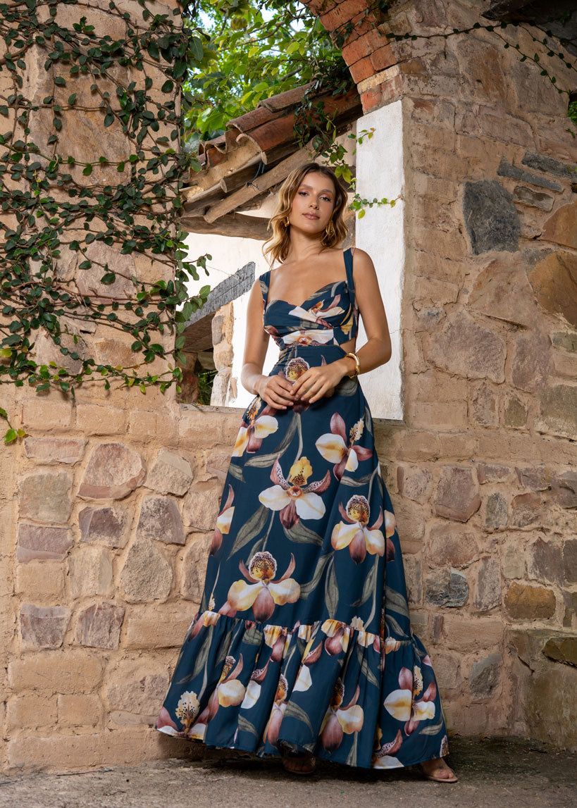 Vestido Alessandra Estampado Pretóleo