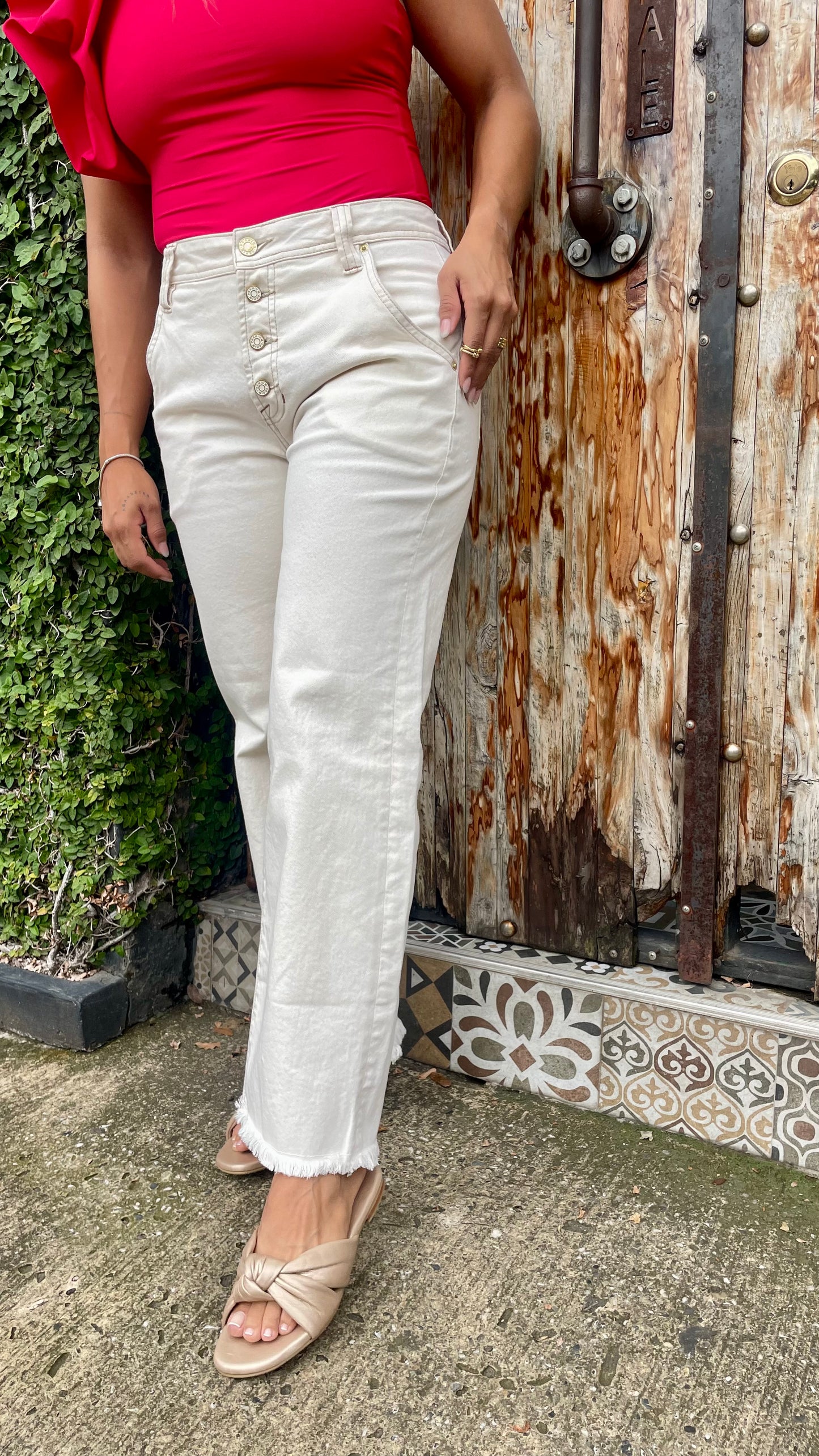 Jean Culotte Mid Rise Hueso 351