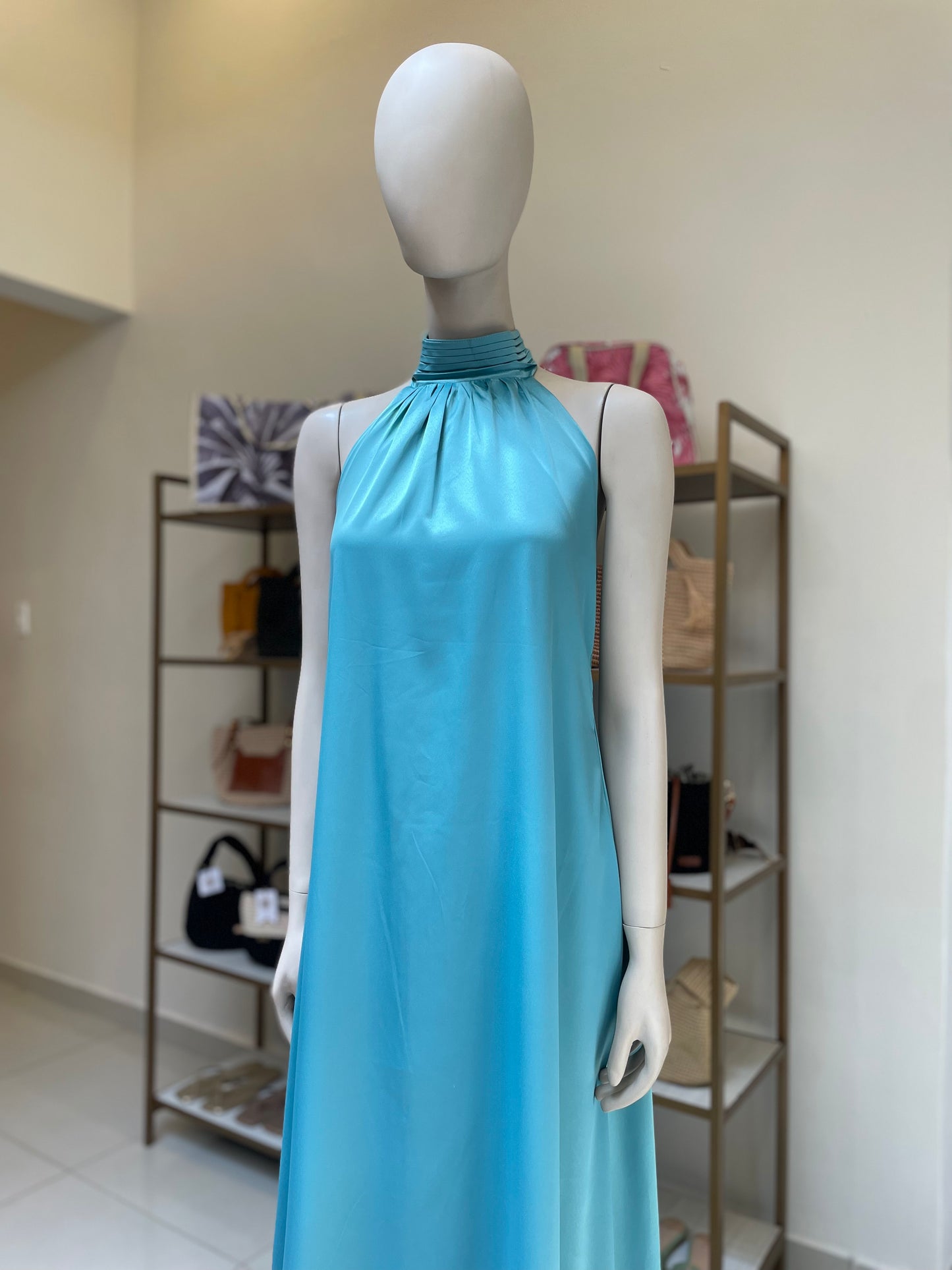 Maxidress Leonor Seda Azul