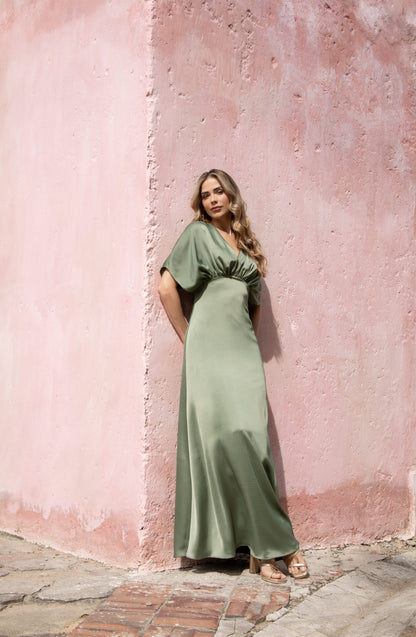 Vestido Hortensia Verde Olivo