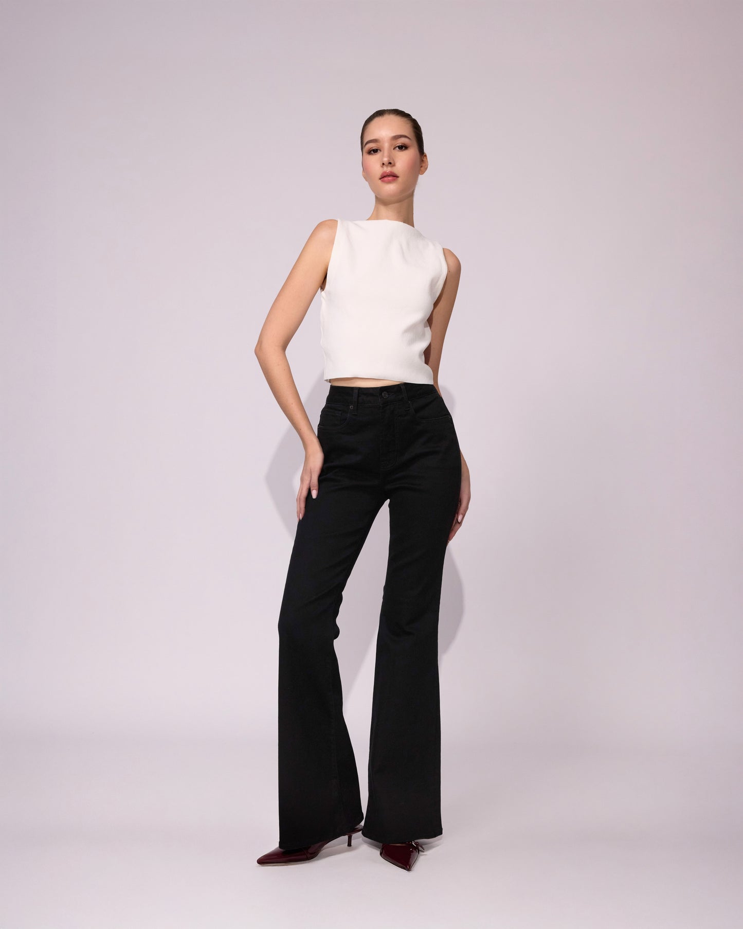 Jean Flare High Rise Negro 346