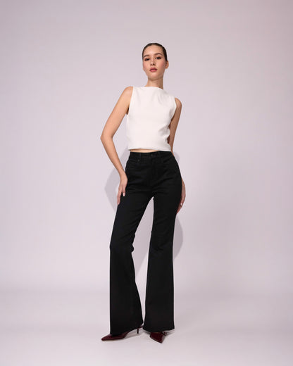 Jean Flare High Rise Negro 346