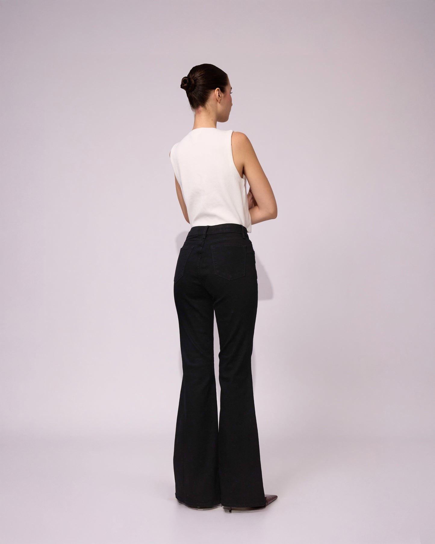 Jean Flare High Rise Negro 346
