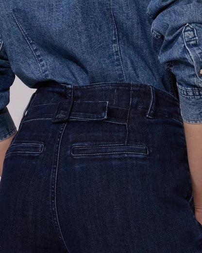 Jean Wide Leg High Rise Oscuro con Cinturón Atrás 328