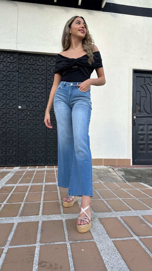 Jean Wide Leg High Rise Claro 326