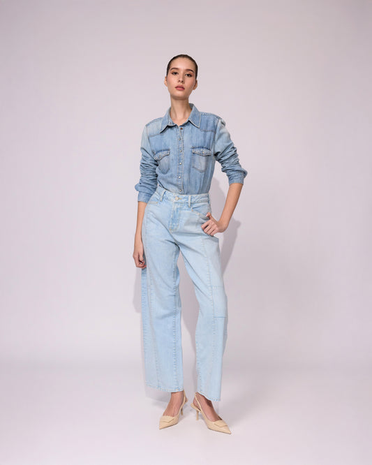 Jean Wide Leg Mid Rise Hielo 339