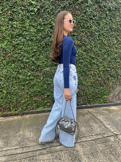 Jean Wide Leg high Rise Hielo con Desgaste 3127