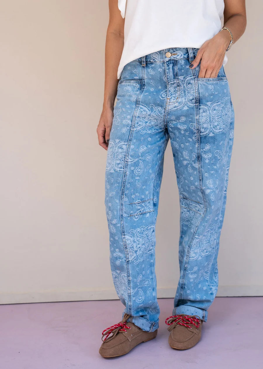 Pantalón Dalas Peiles Azul Bordado