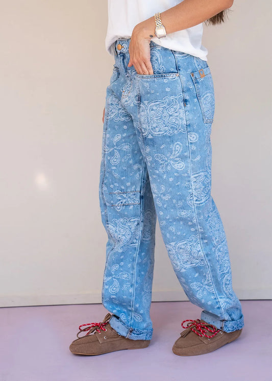 Pantalón Dalas Peiles Azul Bordado