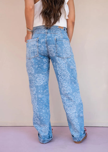 Pantalón Dalas Peiles Azul Bordado