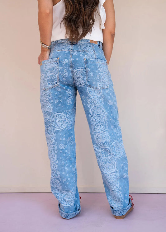 Pantalón Dalas Peiles Azul Bordado