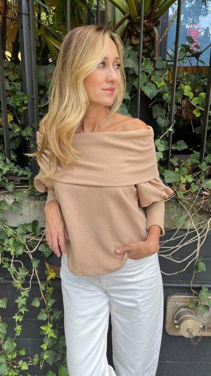 Top Off Shoulder Olivia Camel