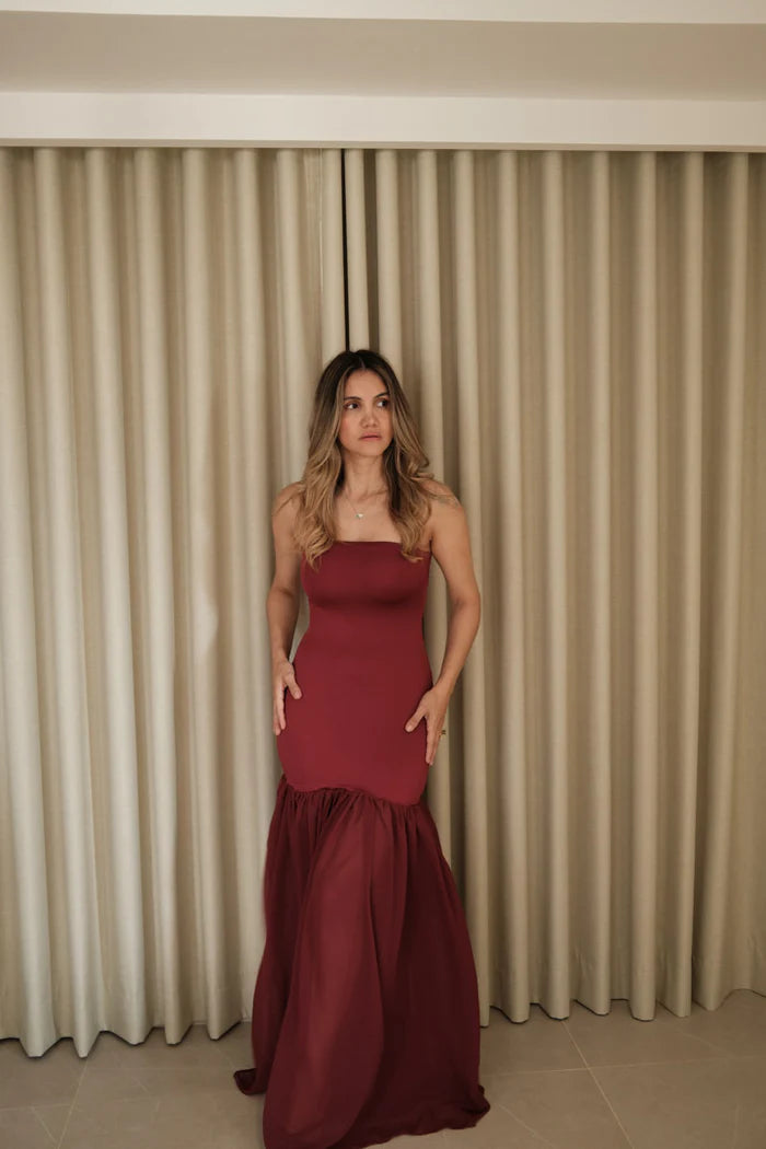 Vestido Tulipan Vinotinto