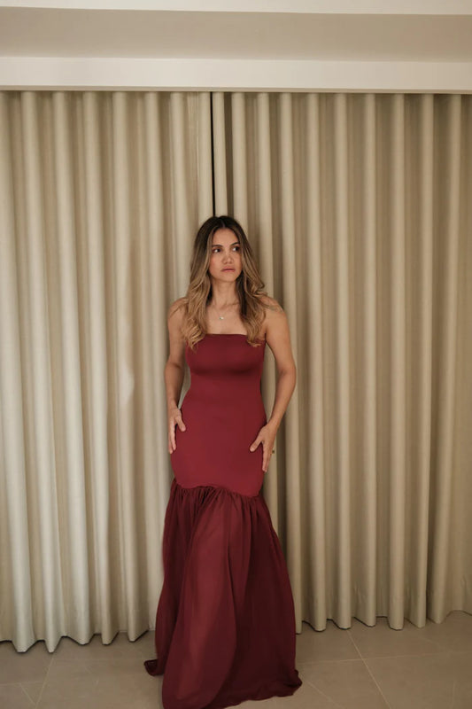 Vestido Tulipan Vinotinto