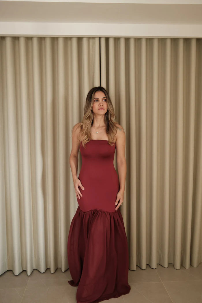 Vestido Tulipan Vinotinto