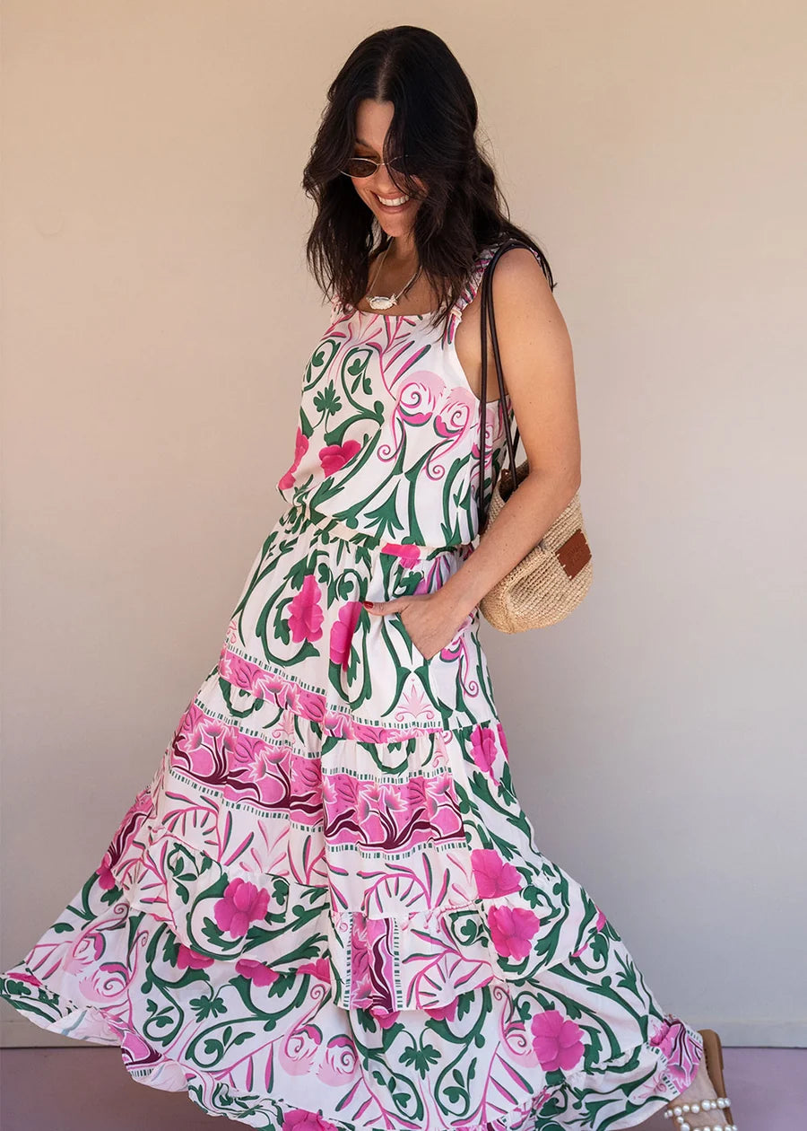Vestido Flora Marfil Estampado