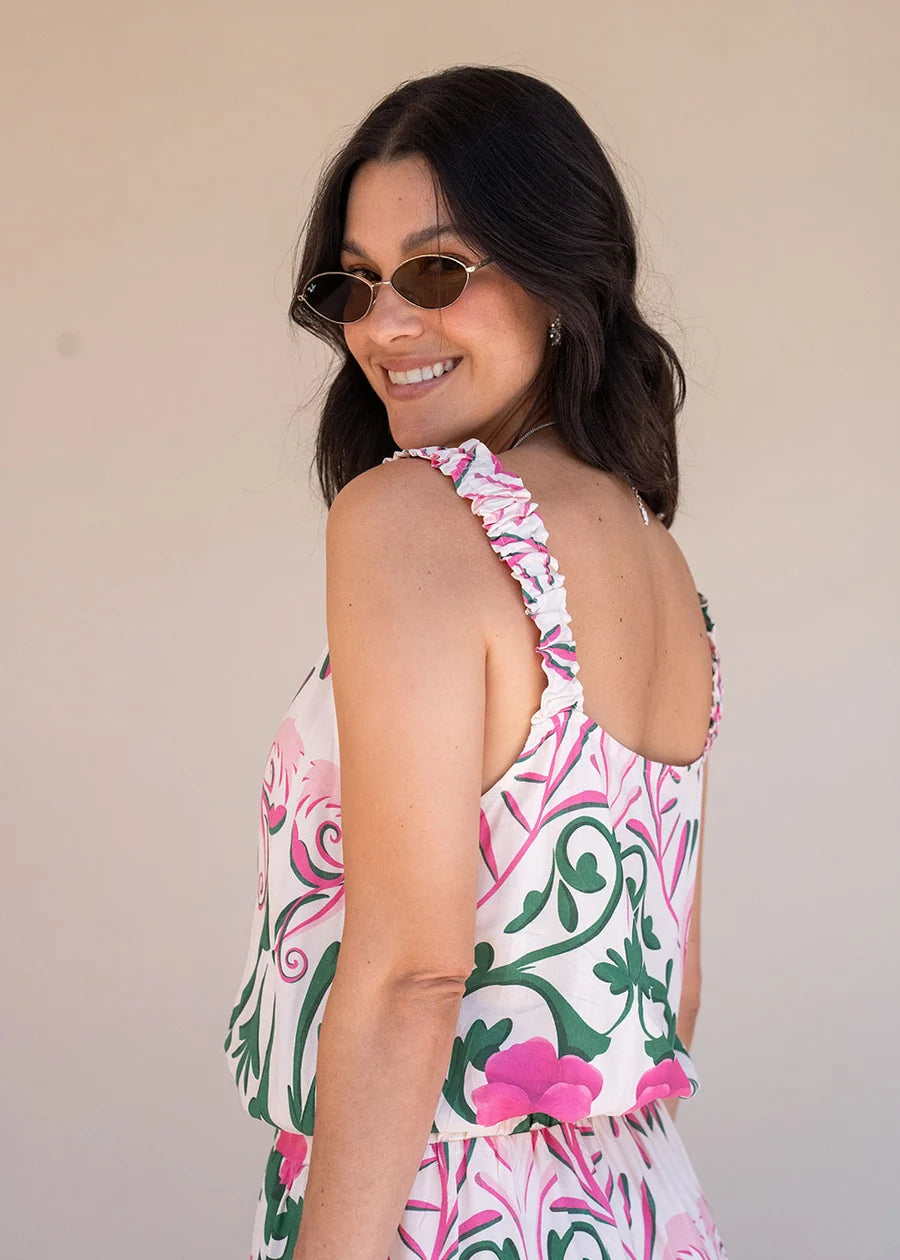Vestido Flora Marfil Estampado