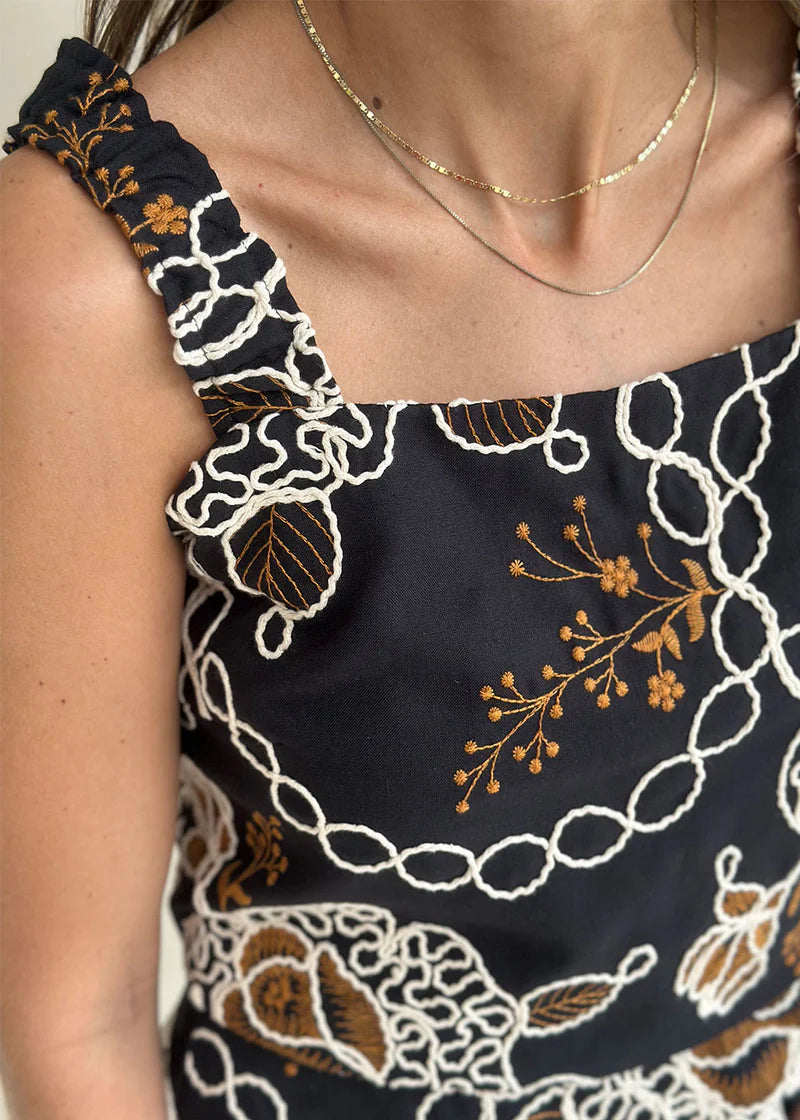 Blusa Felisa Floral Negra