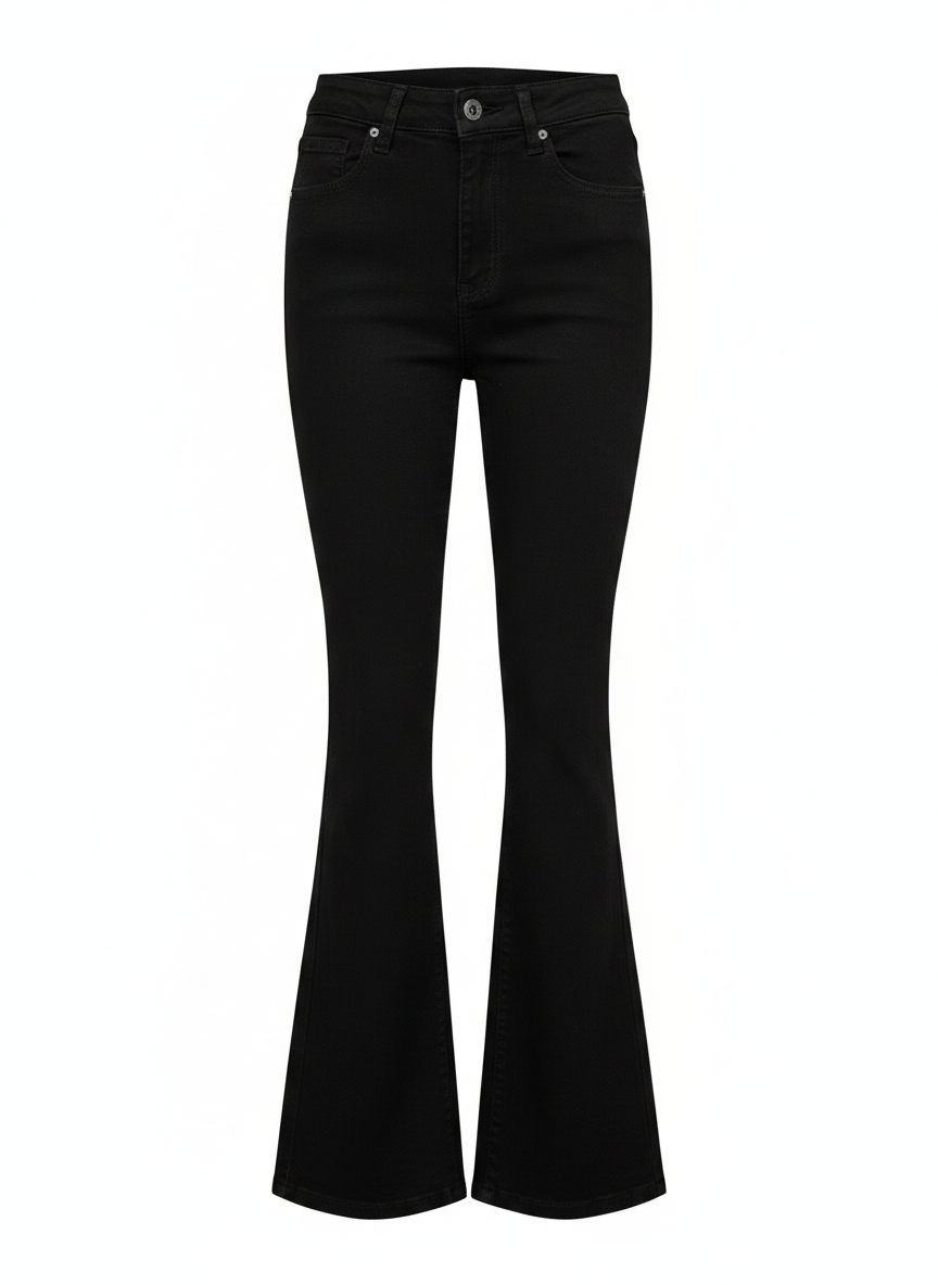 Jean Flare High Rise Negro 323