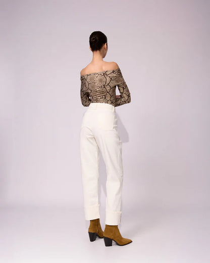 Jean Straight Mid Rise Crudo 302