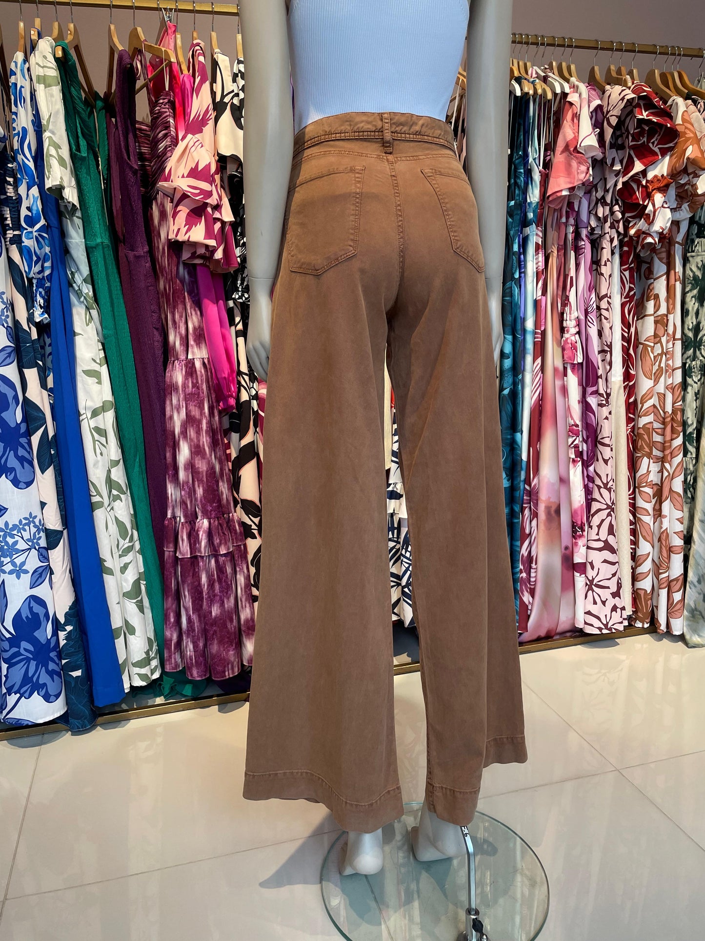 Jean Wide Leg High Rise Café 3112