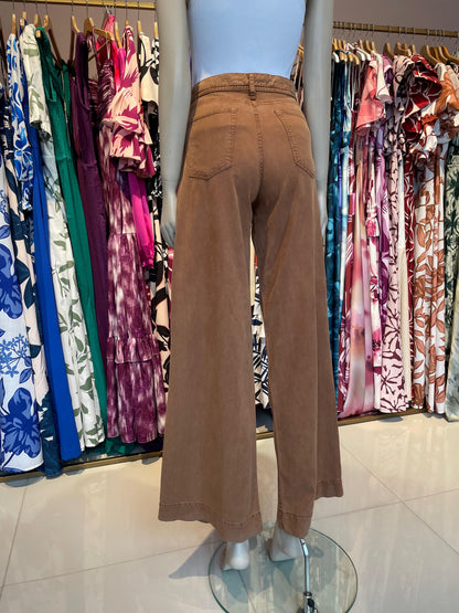 Jean Wide Leg High Rise Café 3112