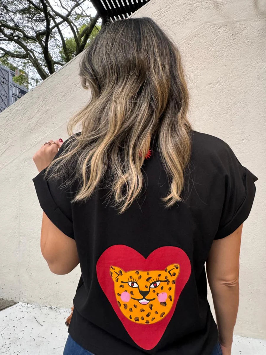 Camiseta Print Love Negro